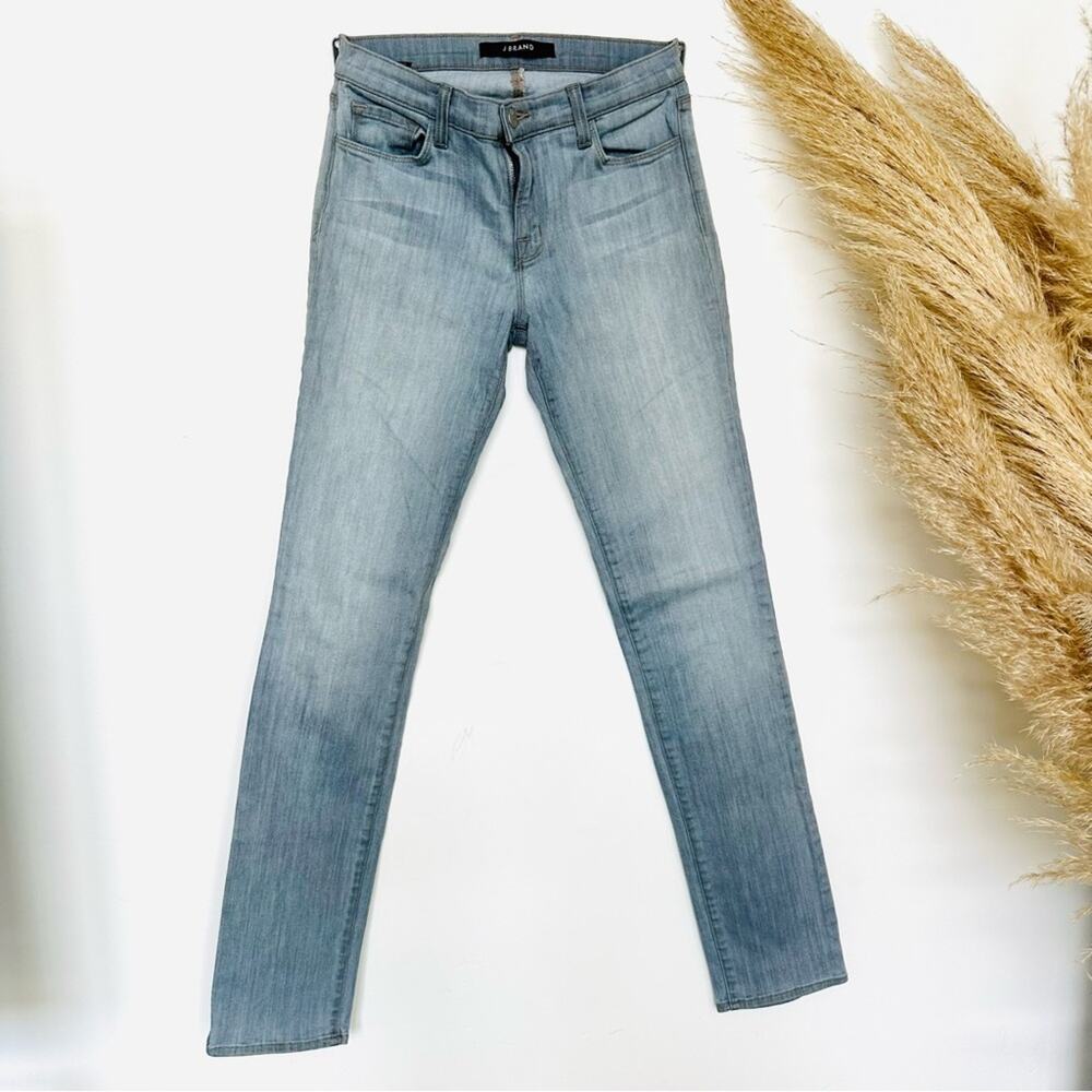 J BRAND ANTHROPOLOGIE Illusion Blue Grey Rail Low Rise Slim Skinny Denim Jean 27